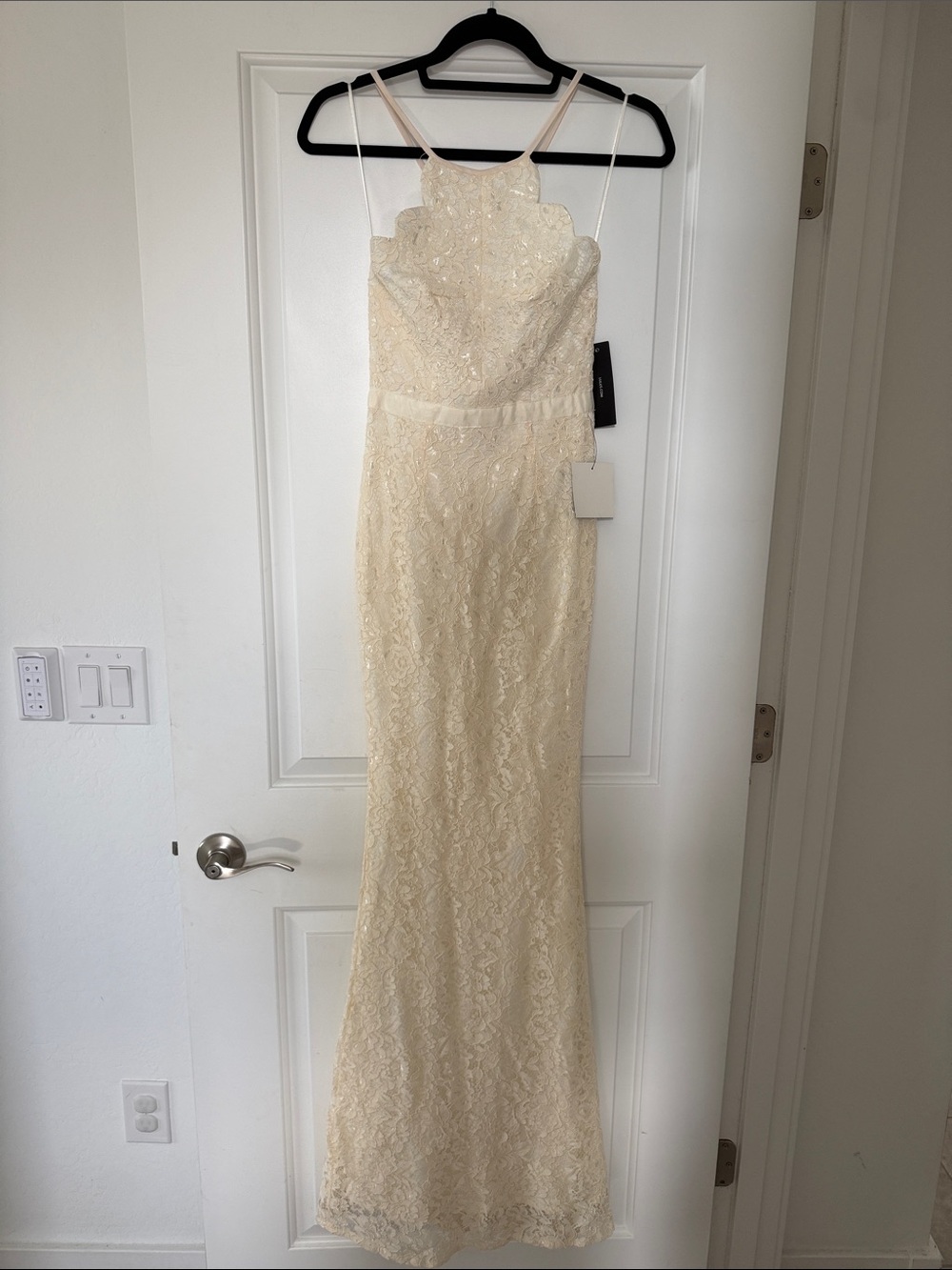 Lulu's Ivory Lace Halter Mermaid Style Dress